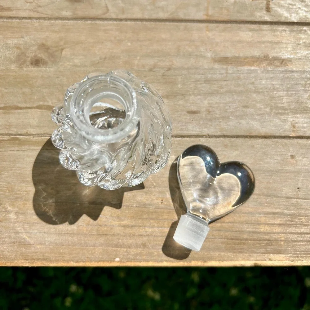 Vintage Crystal Heart-Shaped Vanity Beauty Jewelry Set |  Set of 4
